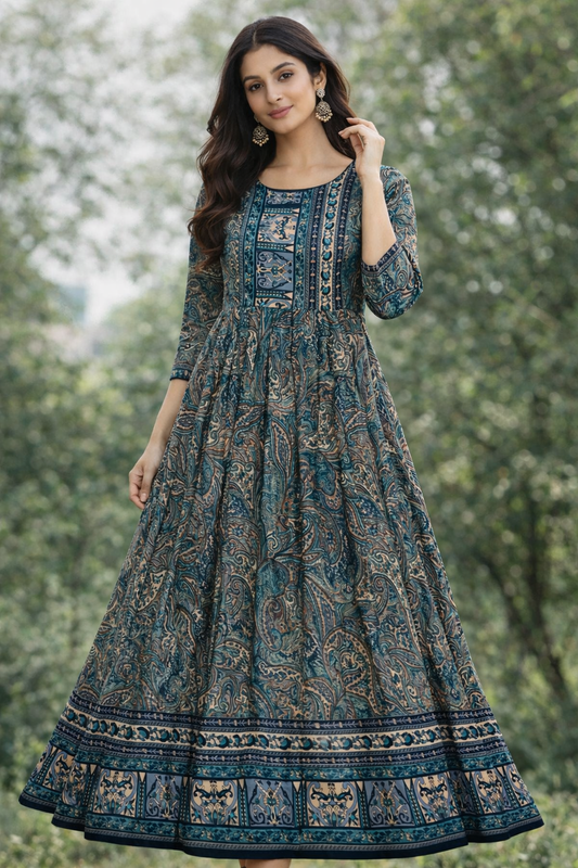 Women Printed Anarkali Kurta | Ethnic Long Dress | Party Wear & Casual Wear Kurti for Women
