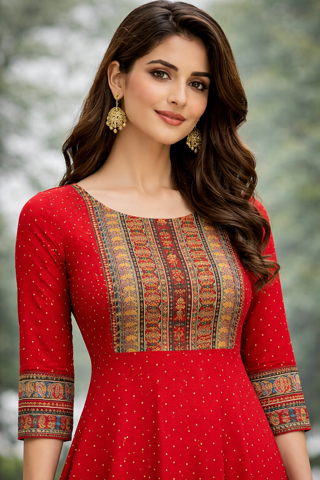 Women Printed Anarkali Kurta | Ethnic Flared Maxi Dress | Festive Wear Long Kurti