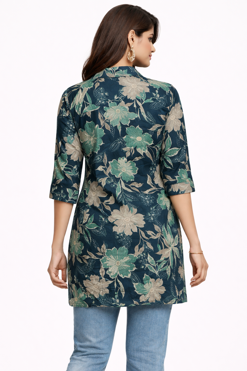 Women Floral Printed Shirt Style Kurti | Casual Short Top | Stylish Straight Kurta for Women