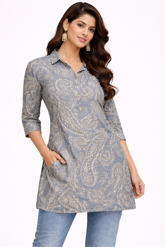 Women Printed Short Top | Casual Short Kurta | Stylish Western Wear Top for Women