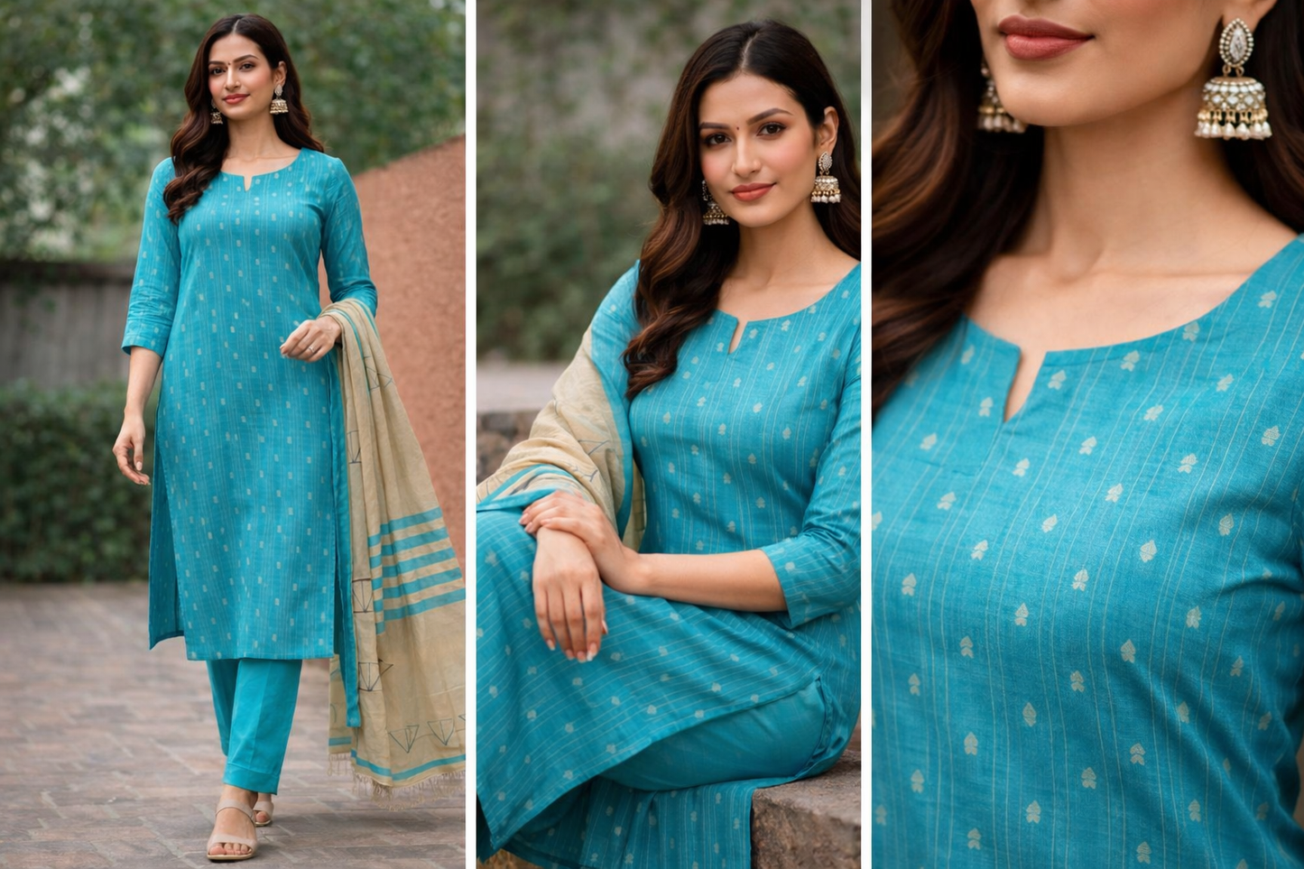 Women Rani Pink Straight Kurta Pant with Dupatta Set | Ethnic Printed Kurta Set for Women