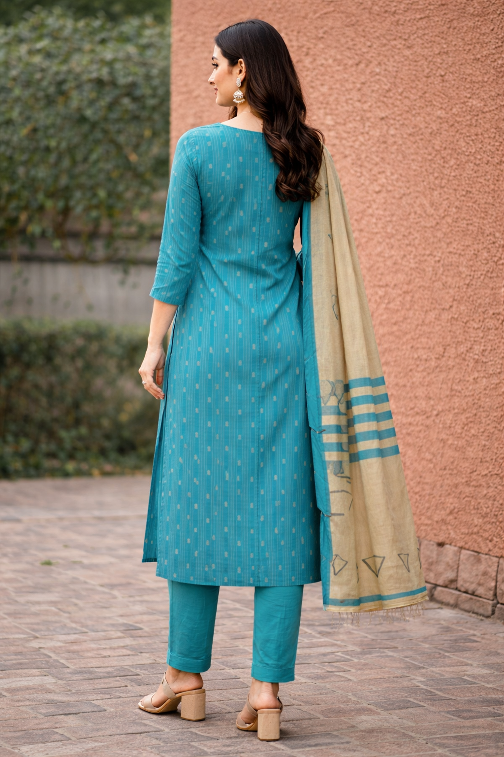 Women Rani Pink Straight Kurta Pant with Dupatta Set | Ethnic Printed Kurta Set for Women