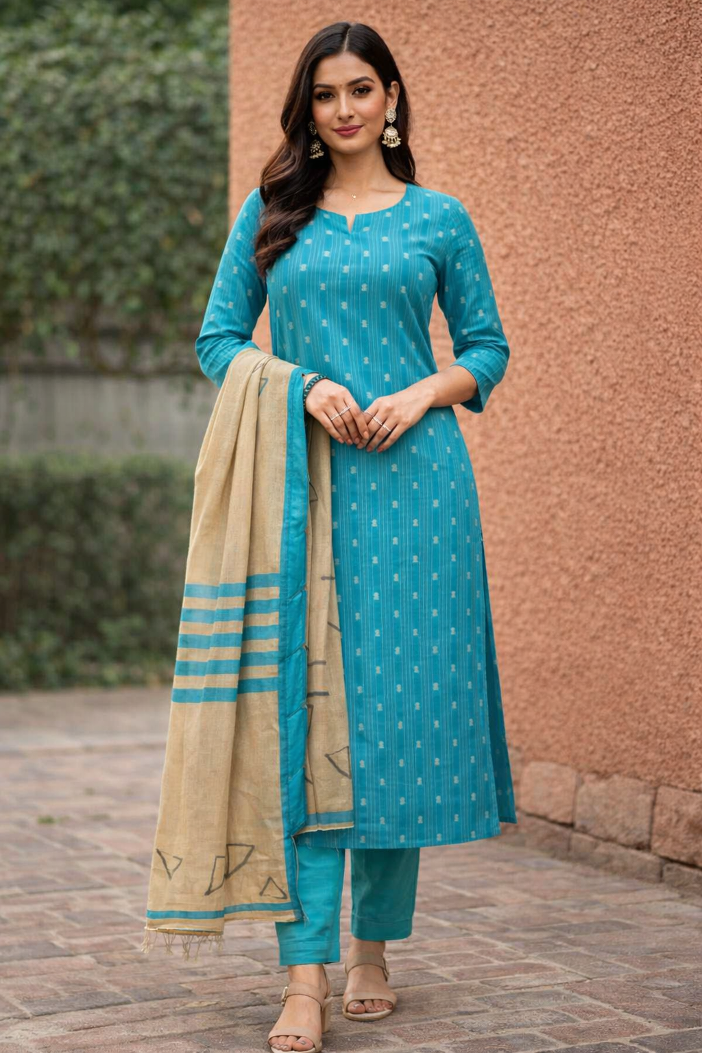 Women Rani Pink Straight Kurta Pant with Dupatta Set | Ethnic Printed Kurta Set for Women