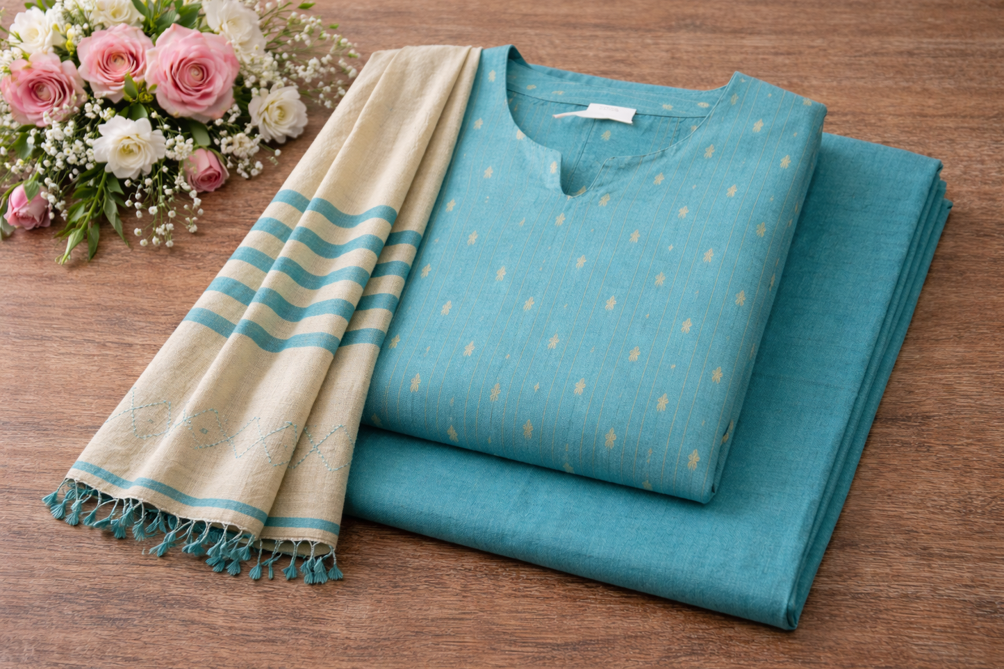 Women Rani Pink Straight Kurta Pant with Dupatta Set | Ethnic Printed Kurta Set for Women