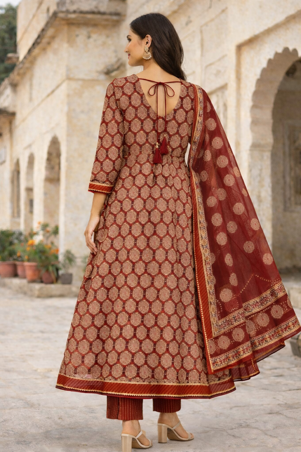 Filmifashion Women Printed Anarkali Kurta Pant Dupatta Set